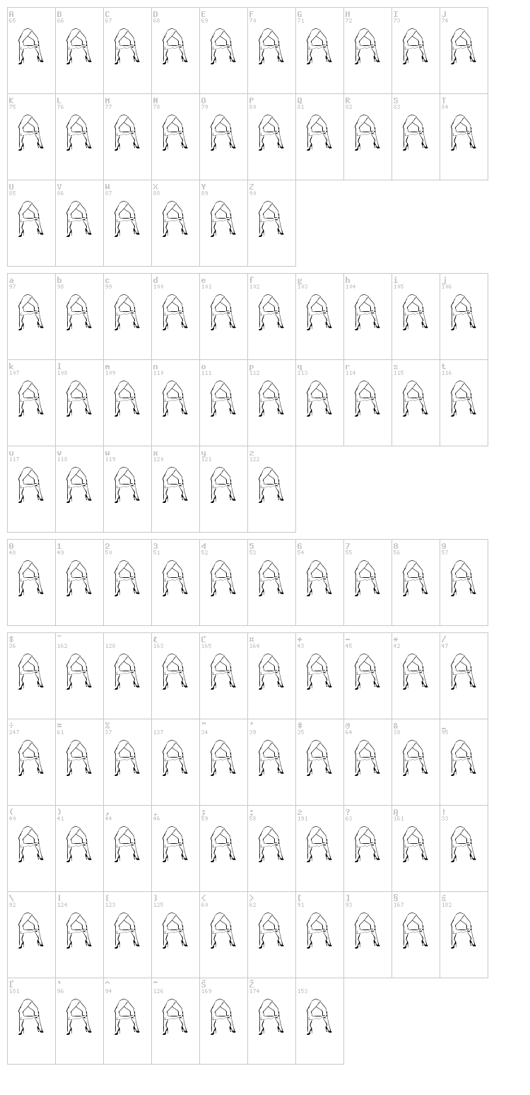 Juanjos Hot Legs font map